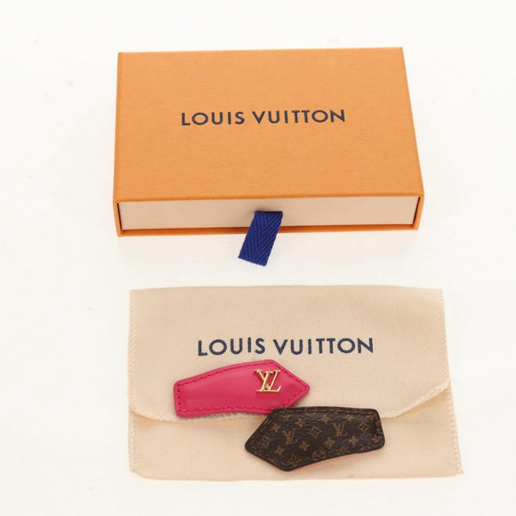LOUIS VUITTON Set of 2 LV Backstage Mini Barrettes Rose M02377 LV Auth 159185M