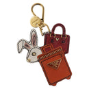 PRADA Key Holder Safiano leather Orange Auth 159187-1