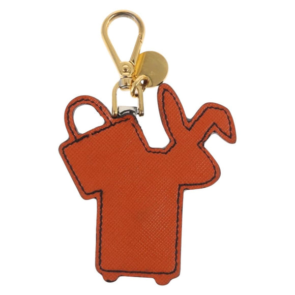 PRADA Key Holder Safiano leather Orange Auth 159187