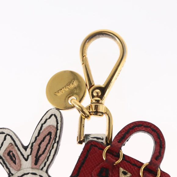 PRADA Key Holder Safiano leather Orange Auth 159187