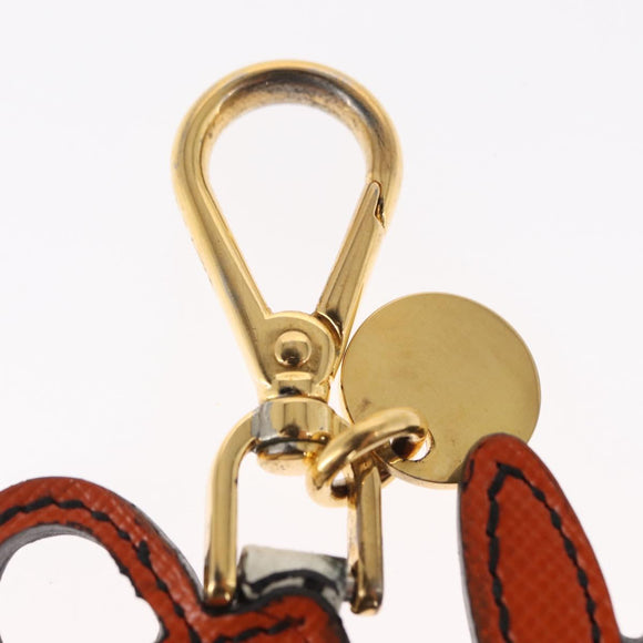 PRADA Key Holder Safiano leather Orange Auth 159187