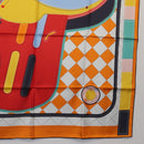 HERMES Carre 90 Scarf Silk ""Tapis de Selle"" Orange Auth 159188-10