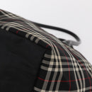 BURBERRY Nova Check Blue Label Tote Bag Nylon Black Silver Auth 159190-15