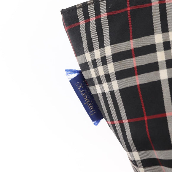 BURBERRY Nova Check Blue Label Tote Bag Nylon Black Silver Auth 159190