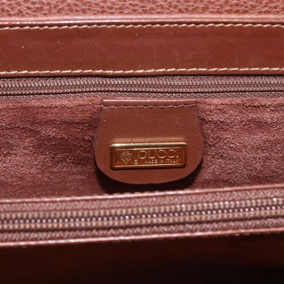 GUCCI Shoulder Bag Leather Brown Gold 001 115 1199 Auth 159210
