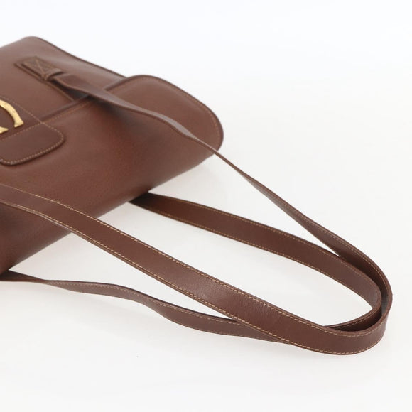 GUCCI Shoulder Bag Leather Brown Gold 001 115 1199 Auth 159210