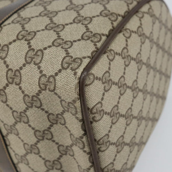 GUCCI GG Supreme Web Sherry Line Boston Bag PVC Beige Gold 378 02 07 Auth 159211
