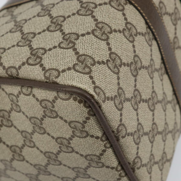 GUCCI GG Supreme Web Sherry Line Boston Bag PVC Beige Gold 378 02 07 Auth 159211