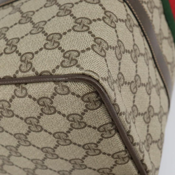 GUCCI GG Supreme Web Sherry Line Boston Bag PVC Beige Gold 378 02 07 Auth 159211
