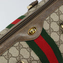 GUCCI GG Supreme Web Sherry Line Boston Bag PVC Beige Gold 378 02 07 Auth 159211-14