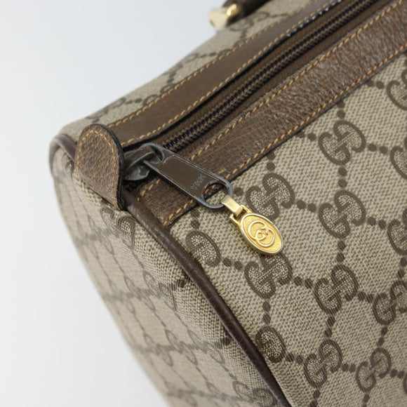 GUCCI GG Supreme Web Sherry Line Boston Bag PVC Beige Gold 378 02 07 Auth 159211