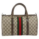 GUCCI GG Supreme Web Sherry Line Boston Bag PVC Beige Gold 378 02 07 Auth 159211-2
