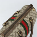 GUCCI GG Supreme Web Sherry Line Boston Bag PVC Beige Gold 378 02 07 Auth 159211-6