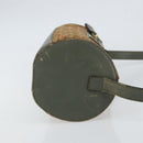 CELINE C Macadam Canvas Shoulder Bag Khaki Gold Auth 159213-3