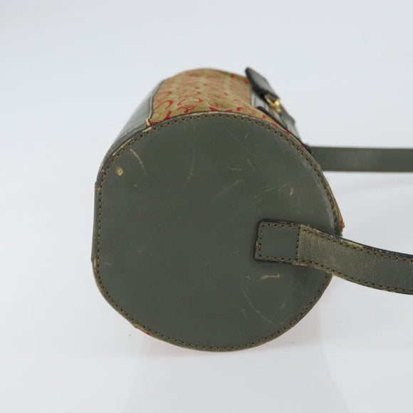 CELINE C Macadam Canvas Shoulder Bag Khaki Gold Auth 159213
