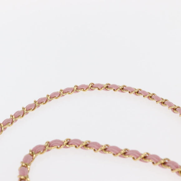 CHANEL Mini Matelasse 17 Chain Shoulder Bag Cotton Pink Gold CC Auth 159216