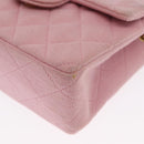 CHANEL Mini Matelasse 17 Chain Shoulder Bag Cotton Pink Gold CC Auth 159216-15