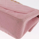 CHANEL Mini Matelasse 17 Chain Shoulder Bag Cotton Pink Gold CC Auth 159216-17
