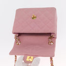 CHANEL Mini Matelasse 17 Chain Shoulder Bag Cotton Pink Gold CC Auth 159216-19