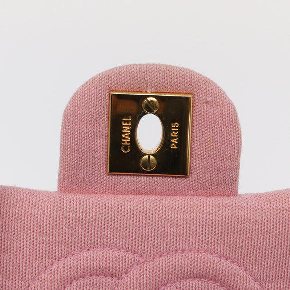 CHANEL Mini Matelasse 17 Chain Shoulder Bag Cotton Pink Gold CC Auth 159216