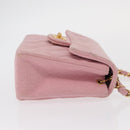 CHANEL Mini Matelasse 17 Chain Shoulder Bag Cotton Pink Gold CC Auth 159216-4