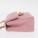 CHANEL Mini Matelasse 17 Chain Shoulder Bag Cotton Pink Gold CC Auth 159216-5