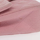 CHANEL Mini Matelasse 17 Chain Shoulder Bag Cotton Pink Gold CC Auth 159216-6