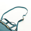 GUCCI Horsebit Hand Bag Leather 2way Turquoise Blue Gold Auth 159226V-15