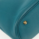 GUCCI Horsebit Hand Bag Leather 2way Turquoise Blue Gold Auth 159226V-9