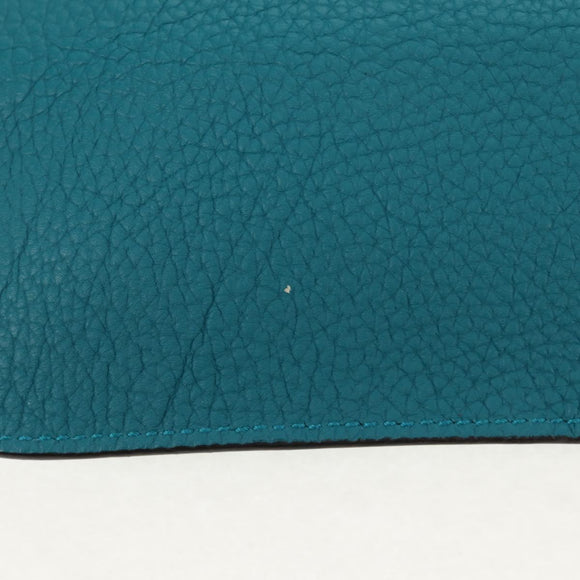 GUCCI Horsebit Hand Bag Leather 2way Turquoise Blue Gold Auth 159226V