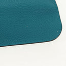 GUCCI Horsebit Hand Bag Leather 2way Turquoise Blue Gold Auth 159226V-23