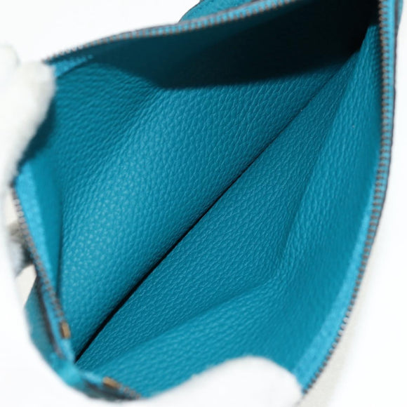 GUCCI Horsebit Hand Bag Leather 2way Turquoise Blue Gold Auth 159226V