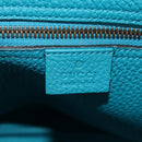 GUCCI Horsebit Hand Bag Leather 2way Turquoise Blue Gold Auth 159226V-26