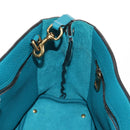 GUCCI Horsebit Hand Bag Leather 2way Turquoise Blue Gold Auth 159226V-28