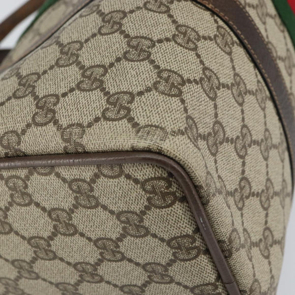 GUCCI GG Supreme Web Sherry Line Boston Bag PVC Beige 69 012 3842 Auth 159227