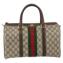 GUCCI GG Supreme Web Sherry Line Boston Bag PVC Beige 69 012 3842 Auth 159227-13