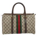 GUCCI GG Supreme Web Sherry Line Boston Bag PVC Beige 69 012 3842 Auth 159227-2