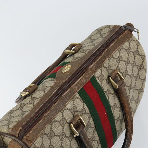 GUCCI GG Supreme Web Sherry Line Boston Bag PVC Beige 69 012 3842 Auth 159227