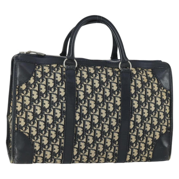 Christian Dior Trotter Canvas Hand Bag Navy Silver Auth 159228