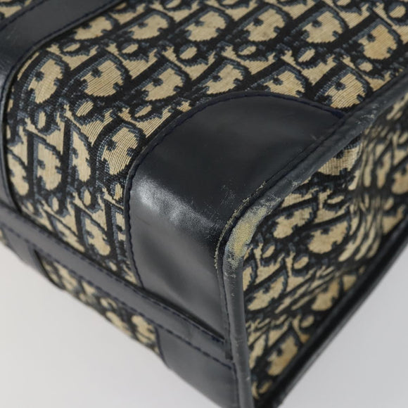 Christian Dior Trotter Canvas Hand Bag Navy Silver Auth 159228