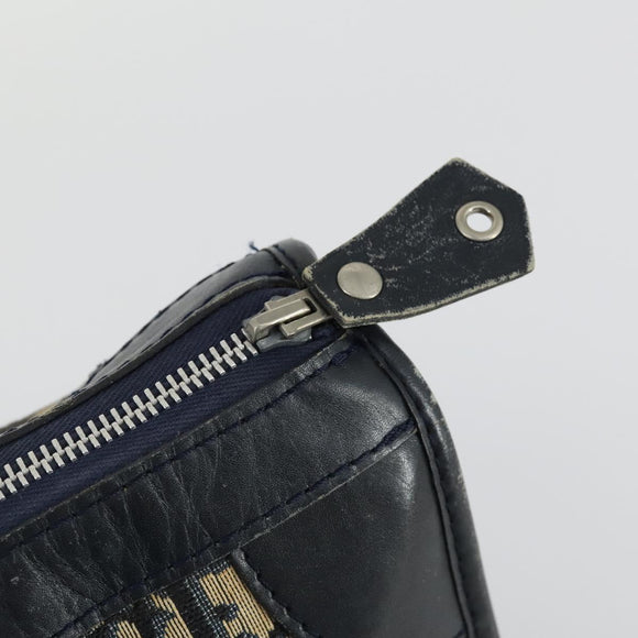 Christian Dior Trotter Canvas Hand Bag Navy Silver Auth 159228