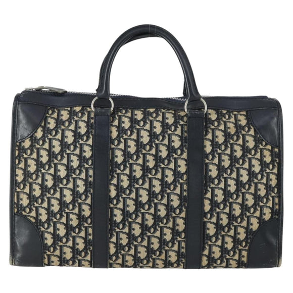 Christian Dior Trotter Canvas Hand Bag Navy Silver Auth 159228