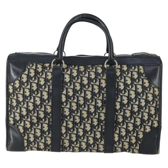 Christian Dior Trotter Canvas Hand Bag Navy Silver Auth 159228