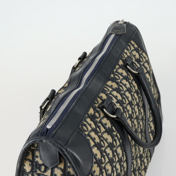 Christian Dior Trotter Canvas Hand Bag Navy Silver Auth 159228
