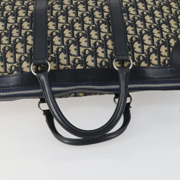 Christian Dior Trotter Canvas Hand Bag Navy Silver Auth 159228