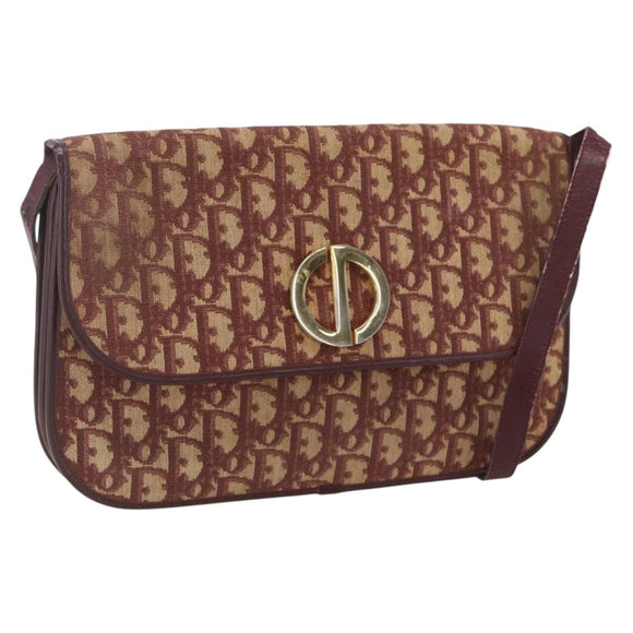Christian Dior Trotter Canvas Shoulder Bag PVC Red Gold Auth 159229