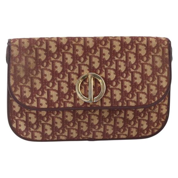 Christian Dior Trotter Canvas Shoulder Bag PVC Red Gold Auth 159229