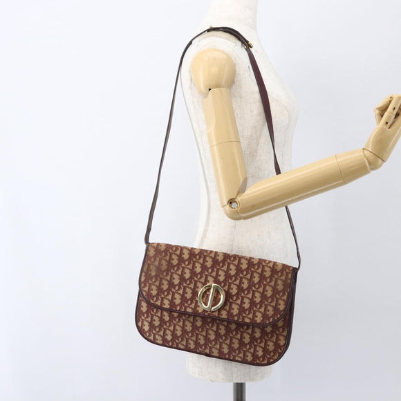 Christian Dior Trotter Canvas Shoulder Bag PVC Red Gold Auth 159229