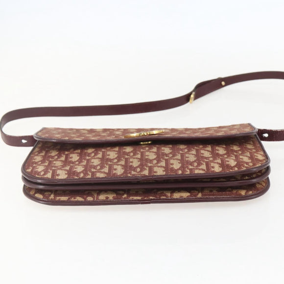 Christian Dior Trotter Canvas Shoulder Bag PVC Red Gold Auth 159229
