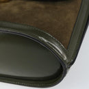 CELINE Hand Bag Suede Khaki Gold Auth 159231-9